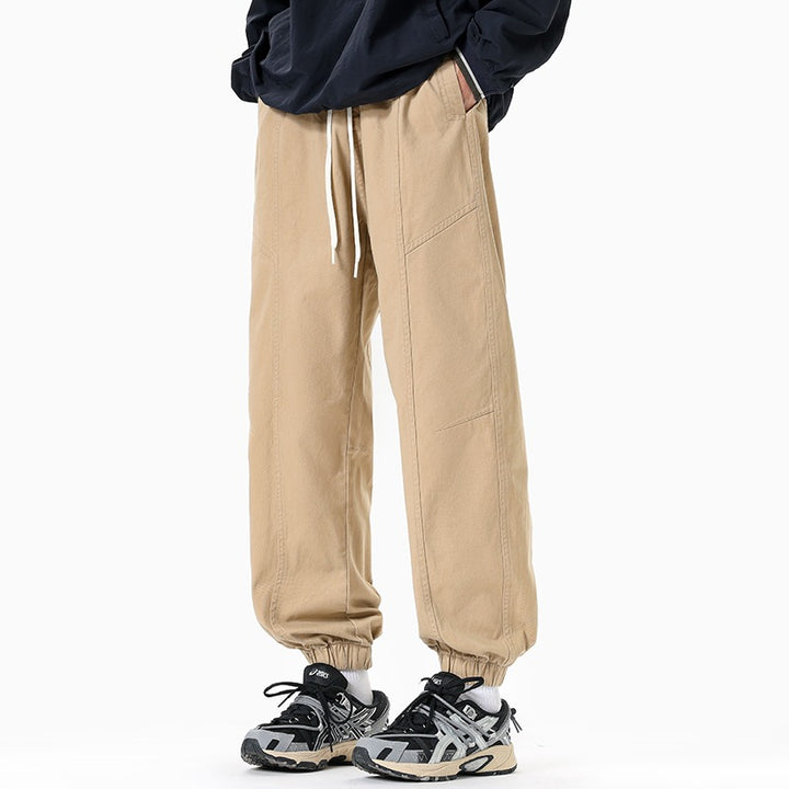 Herren Oversized Utility-Jogginghose aus robustem Baumwollmix mit Kordelbund, seitlichen Cargo‑Taschen & gerippten Bündchen Drune