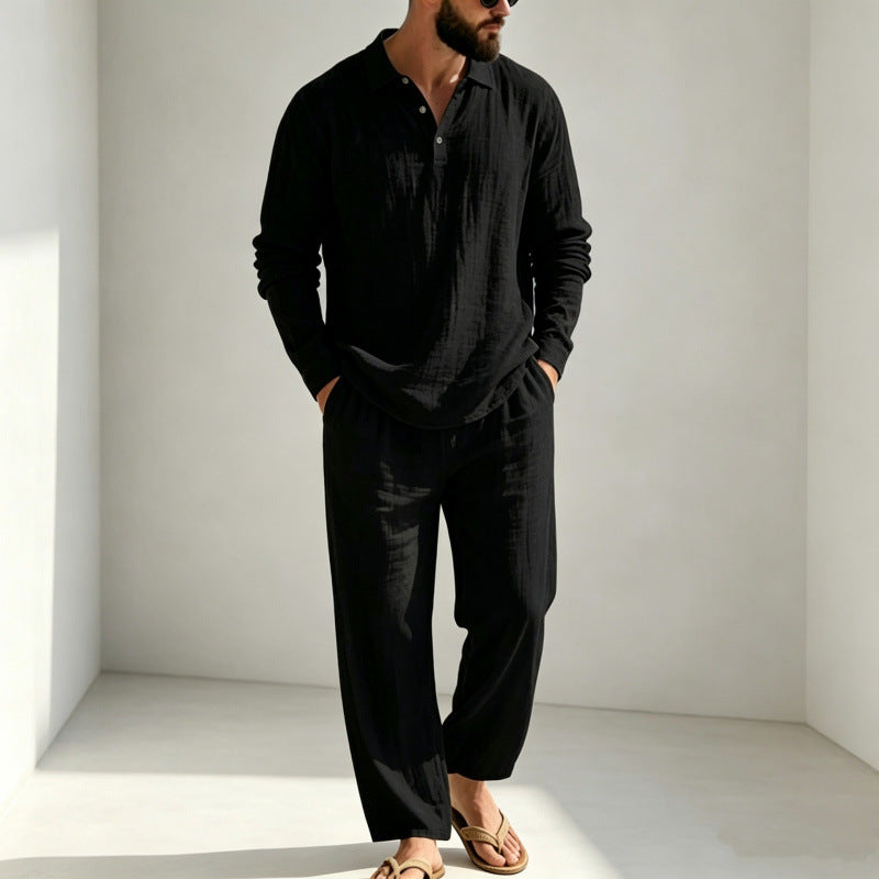 Herren Lässiger Leinen Pyjama Drune
