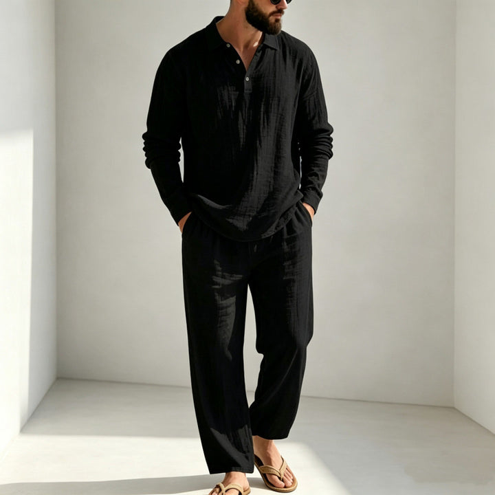 Herren Lässiger Leinen Pyjama Drune