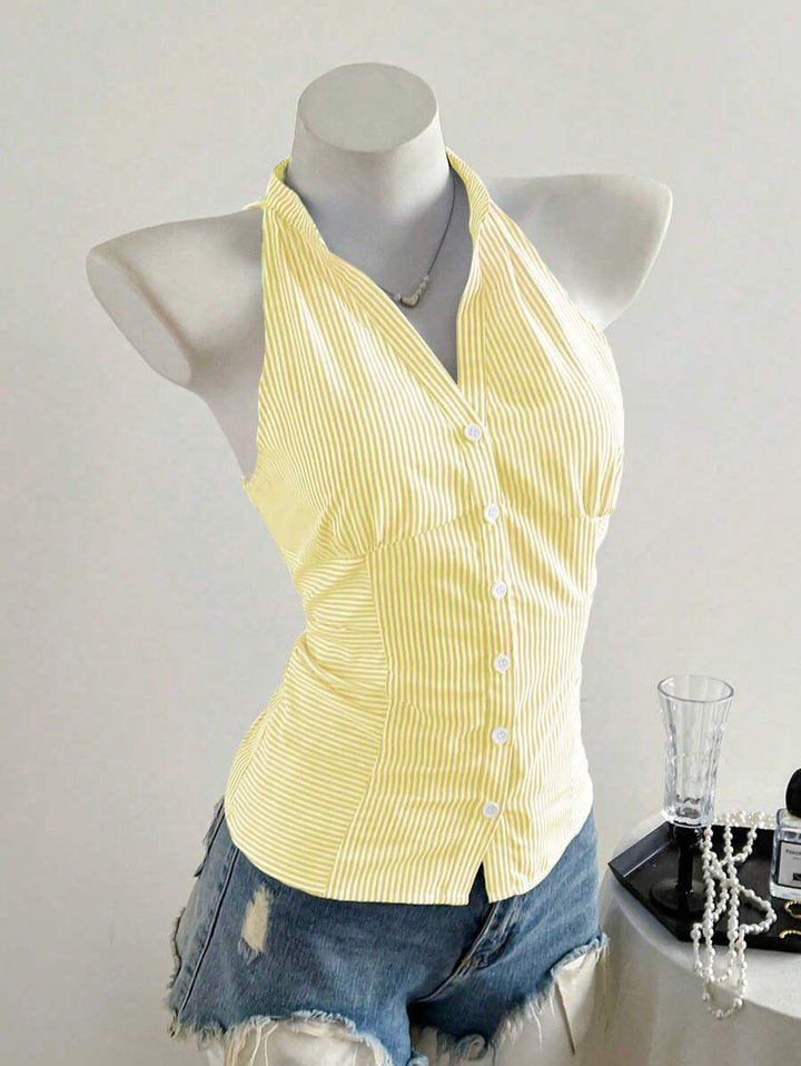 Damen Haltertop mit elegantem Streifenmuster Drune