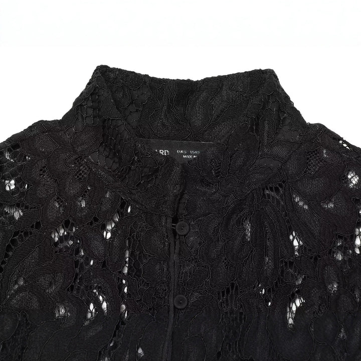 Damen Cropped Spitzenjacke mit floralem Allover-Spitzendesign und Stehkragen Drune