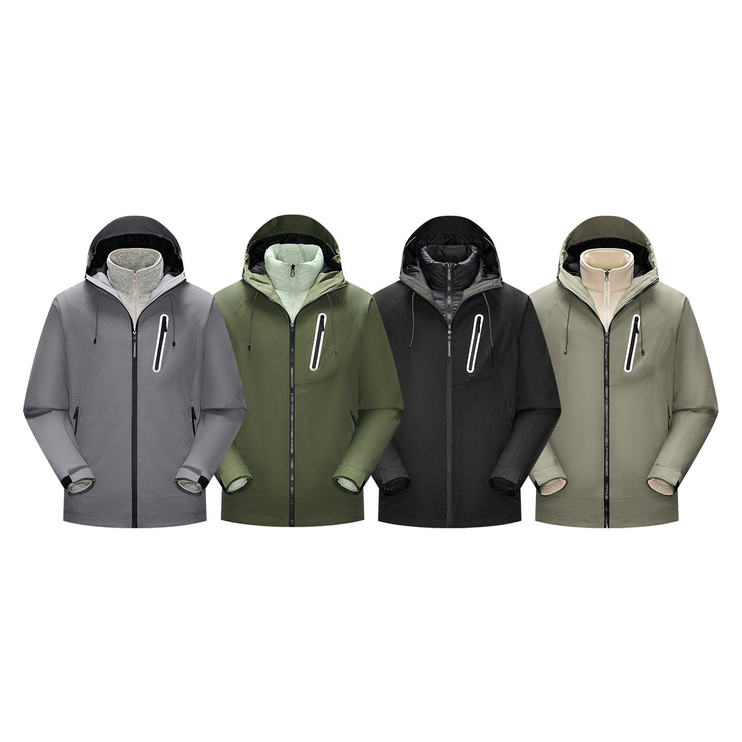 Herren Wasserdichte Softshell-Regenjacke mit verstellbarer Kapuze und Brustreißverschluss Drune