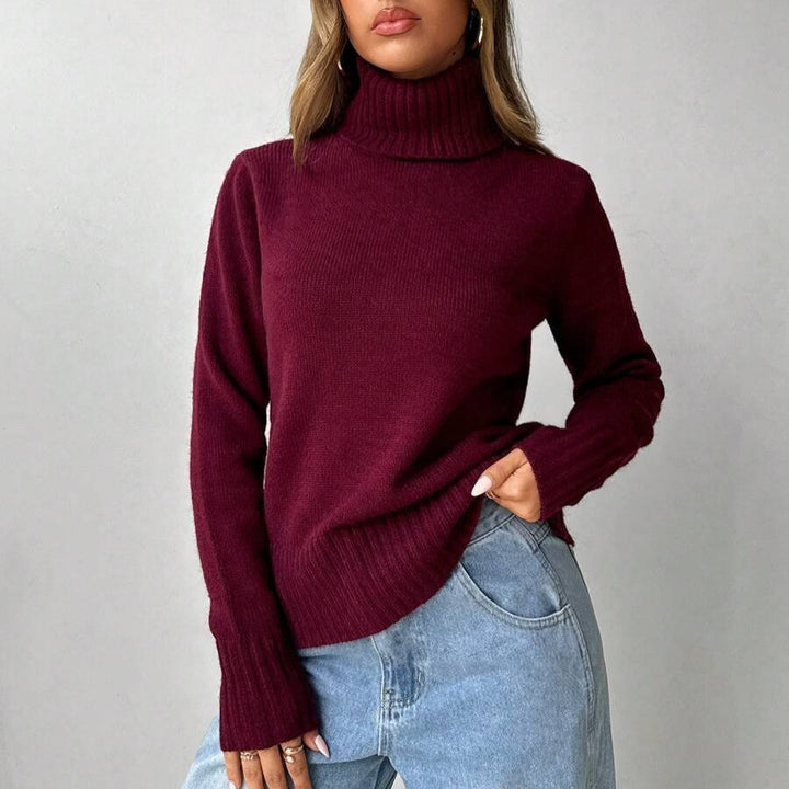 Damen Strickpullover mit hohem Kragen Drune