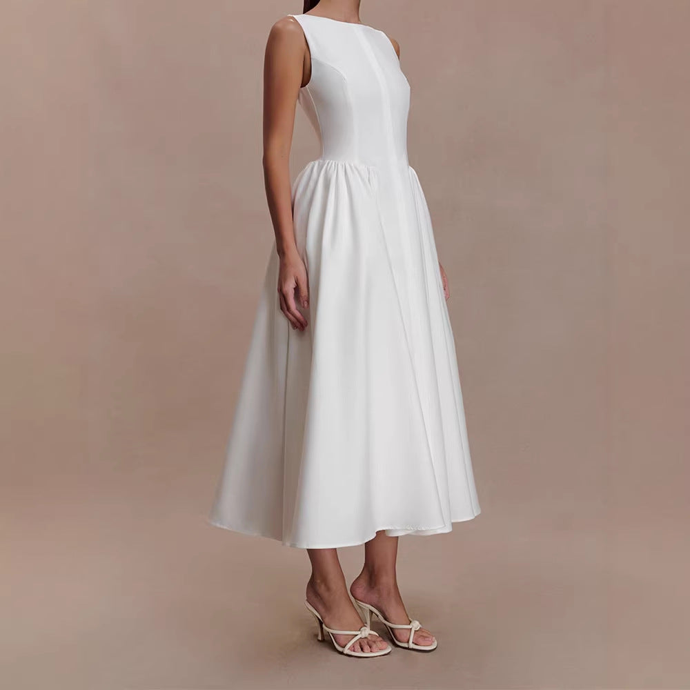 Damen Elegantes Midikleid mit femininen A-Linien-Rock Drune