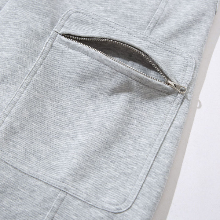 Damen Weite Cropped-Sweathose mit Tunnelzug, Cargo-Taschen und Reißverschluss-Details Drune