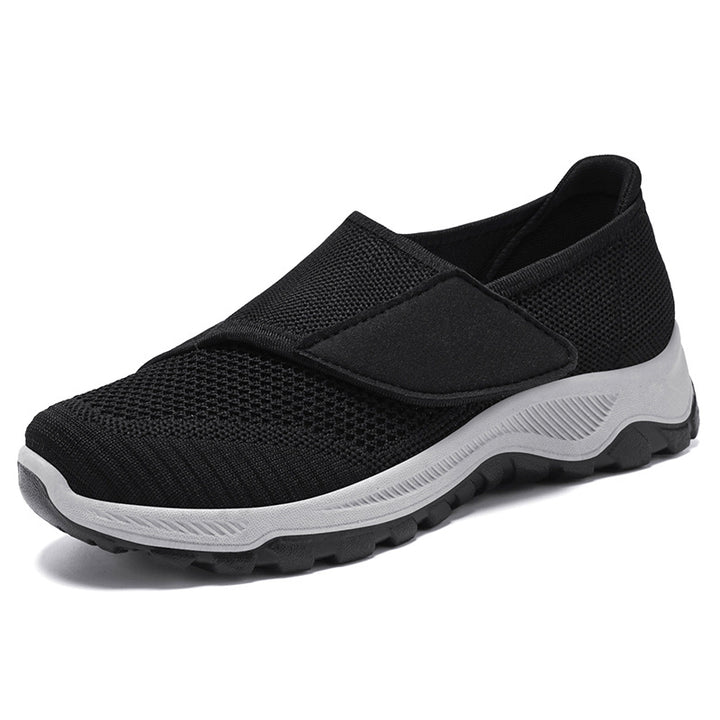 Damen nan verstellbarer Strick-Slip-On Wandersneaker mit Klettverschluss und profilierter Dämpfungssohle Drune