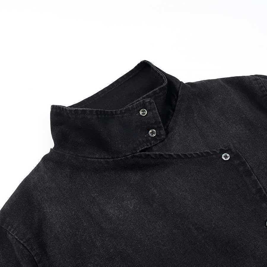 Damen moderne Denimjacke mit asymmetrischem Kragen und praktischen Druckknöpfen Drune