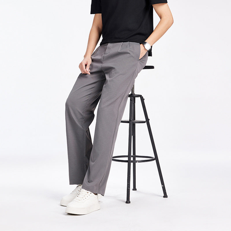 Herren Elegante Bundfalten-Stoffhose mit hoher Bundhöhe, Bügelfalte und geradem Bein Drune