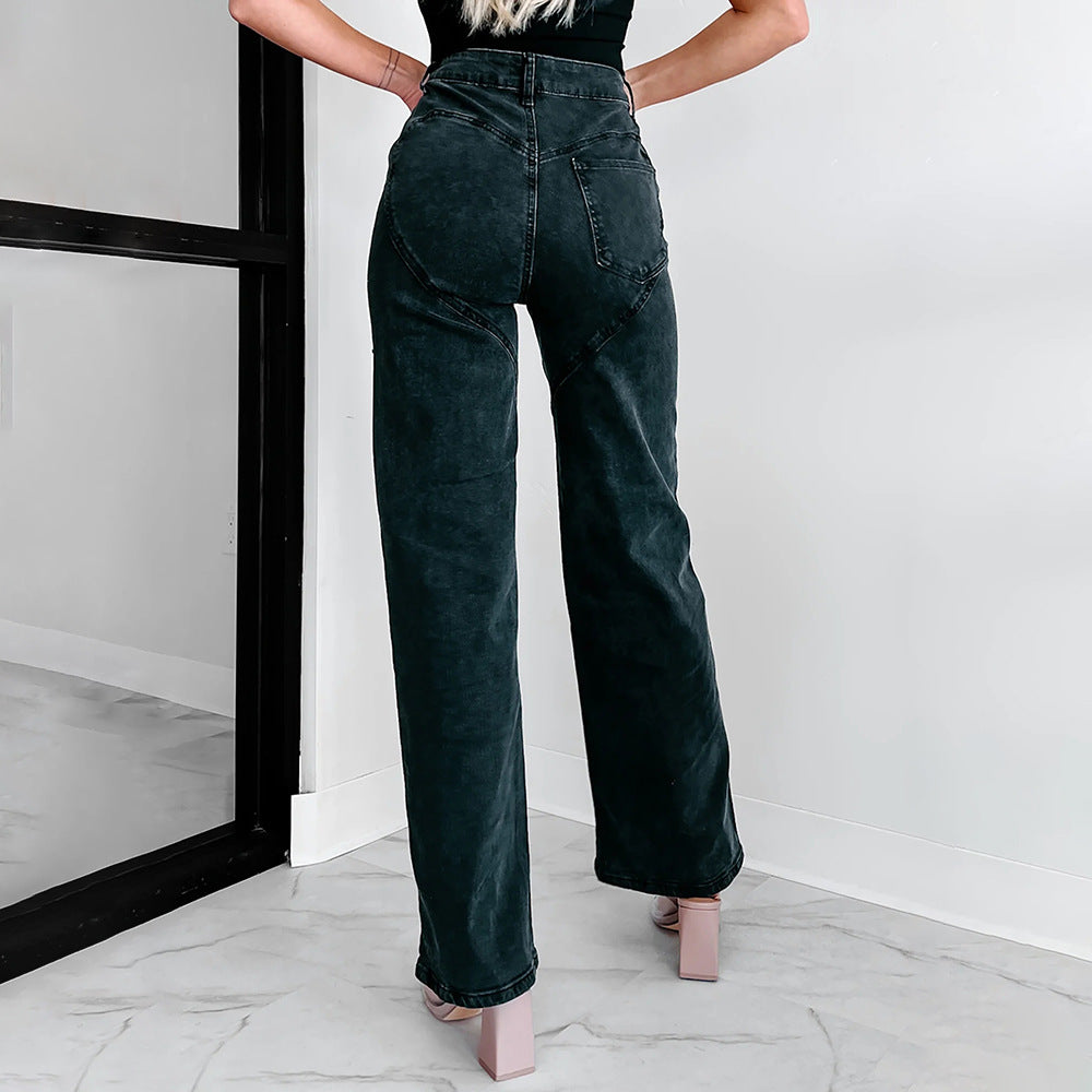 Drune | Lässige Nieten Ripped Straight Leg Damen Jeans
