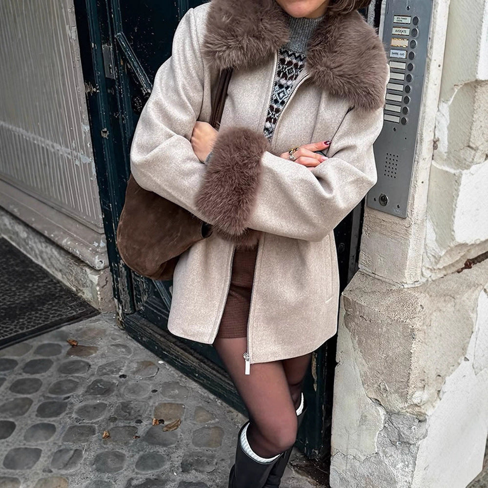 Damen Woolrich Jacke mit glamourösem Pelzbesatz Drune