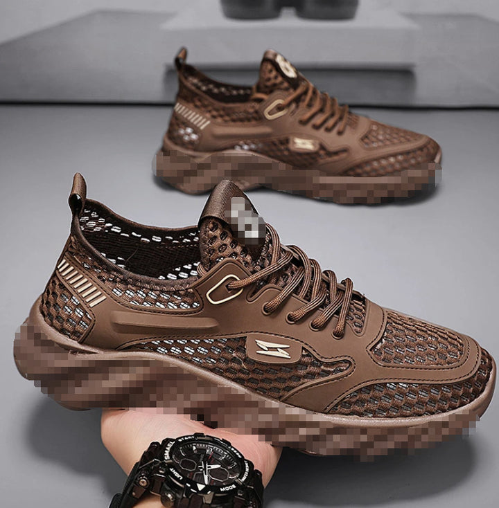 Herren Atmungsaktiver Mesh-Freizeitsneaker mit strukturierter Wellen-Plateausohle Drune