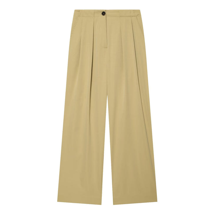 Damen Hochtaillierte Palazzo-Hose mit Bundfalten und seitlichen Eingrifftaschen Drune