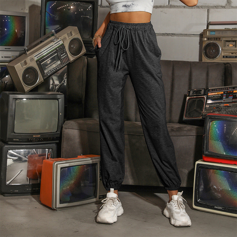 Damen lässige Sweatpants mit elastischem Bund und praktischen Taschen Drune