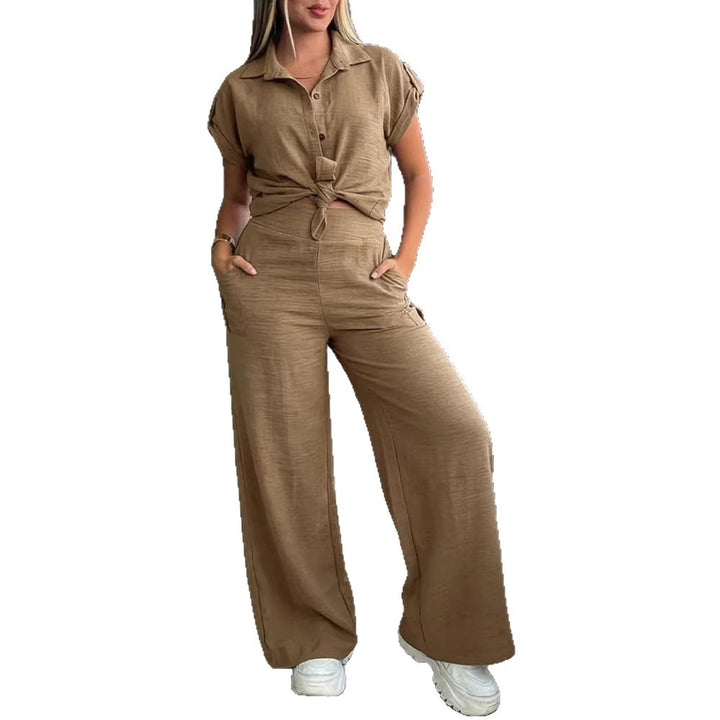 Damen lässiger Jumpsuit mit hochgeschlossenem Kragen und praktischen Seitentaschen Drune