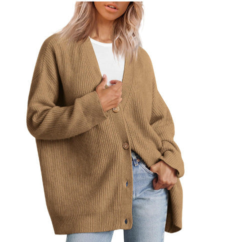 Drune | Cardigan - Damen Herbst gestreifter Knopf-gefüllter Strick-Cardigan