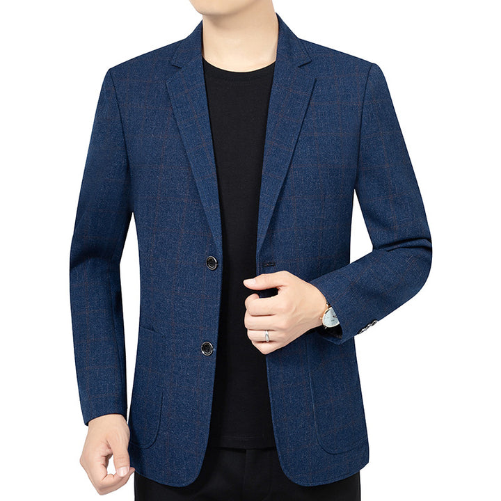 Herren Kariertes Slim-Fit Sakko aus Wollmischung Drune
