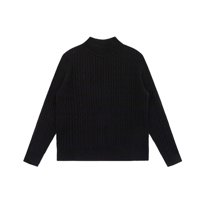 Unisex Grobstrick-Stehkragenpullover mit Zopfmuster Drune
