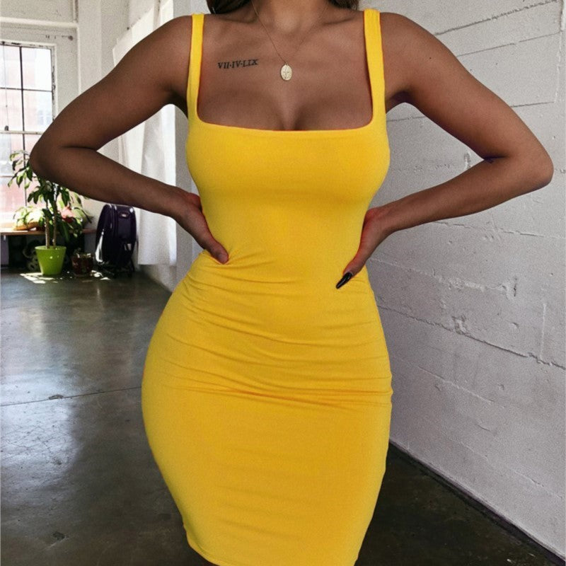 Damen Bodycon Minikleid mit breiten Trägern und taillierter Silhouette Drune
