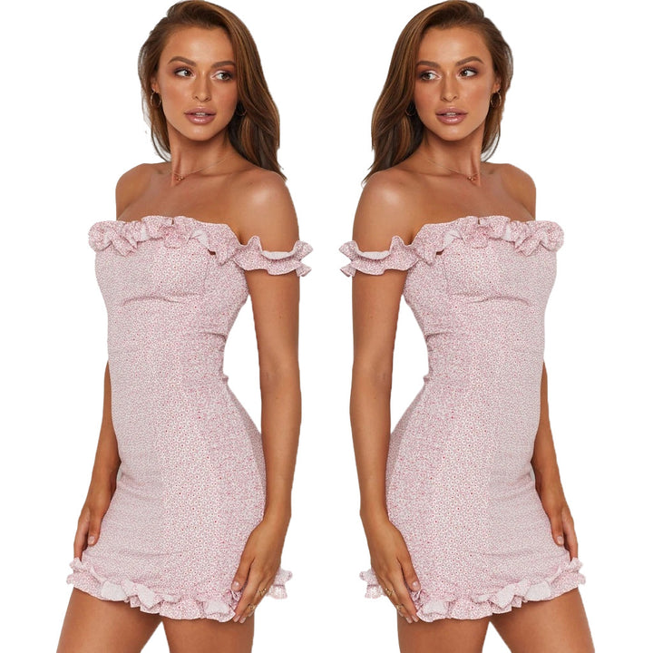Damen Off-Shoulder Minikleid mit verspielten Rüschendetails und figurbetontem Schnitt Drune