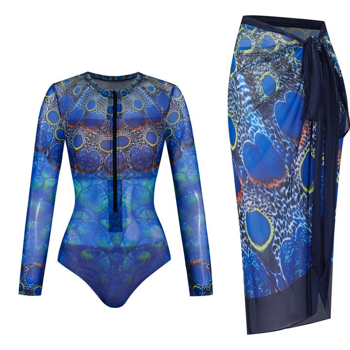 Damen Einteiler mit langem Arm und farbenfrohem Print Drune