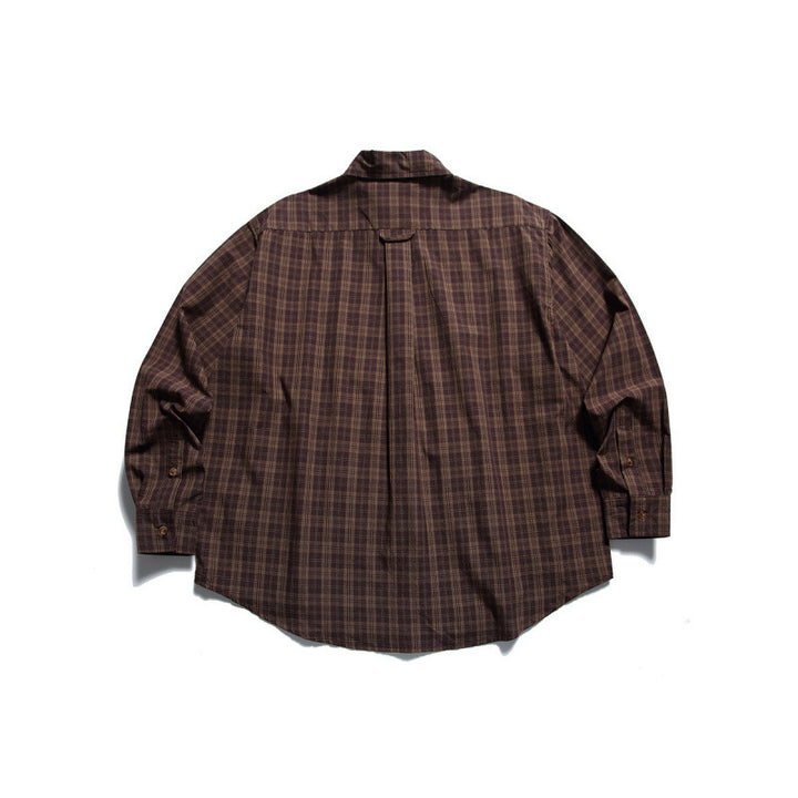Herren Oversize-kariertes Button-Down-Hemd mit Brusttasche und abgerundetem Saum Drune