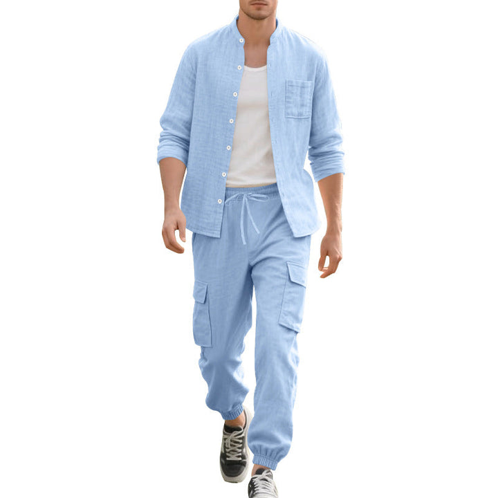 Herren lässiges Leinen-Set mit praktischen Taschen und atmungsaktiver Stoffqualität Drune