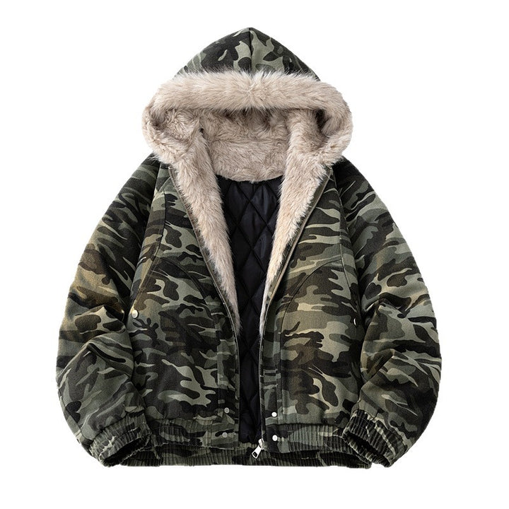 Herren Modische Camouflage-Winterjacke mit abnehmbarer Kapuze Drune