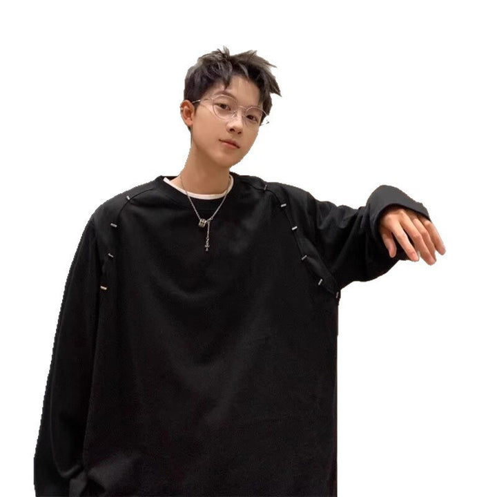 Herren Oversize-Sweatshirt mit Sicherheitsnadel-Details und Drop-Shoulder Drune