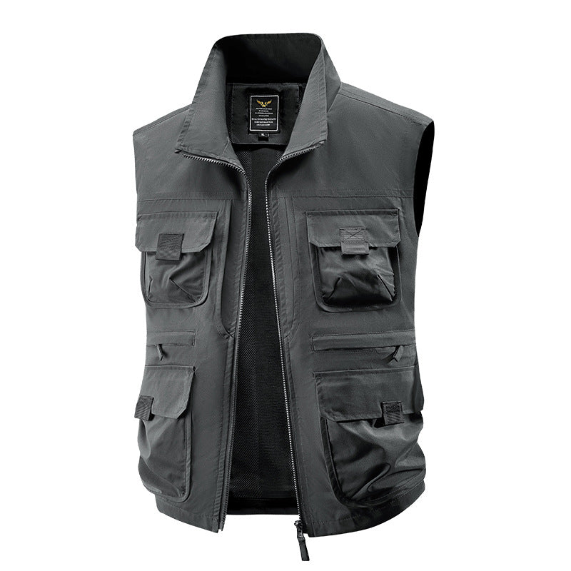 Herren taktische Multifunktionsweste mit zahlreichen Mehrzwecktaschen, leichtem Ripstop & Mesh‑Futter Drune