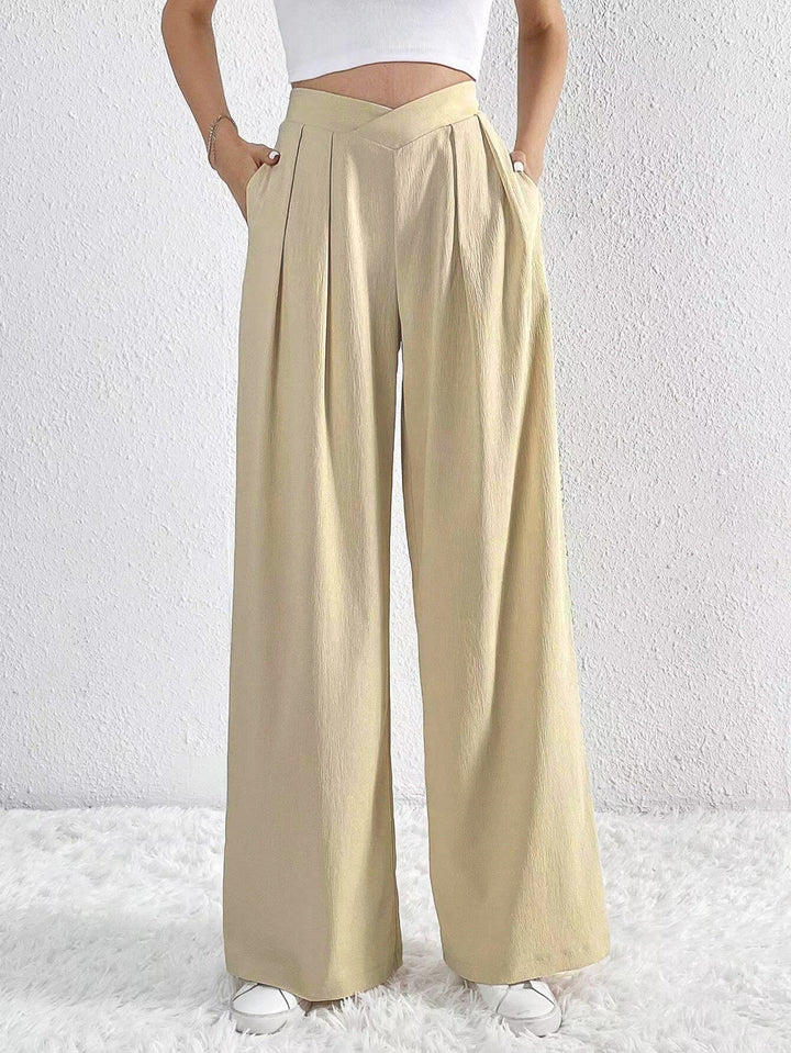 Damen Weit geschnittene Palazzo-Hose mit eleganter Faltenlegung Drune