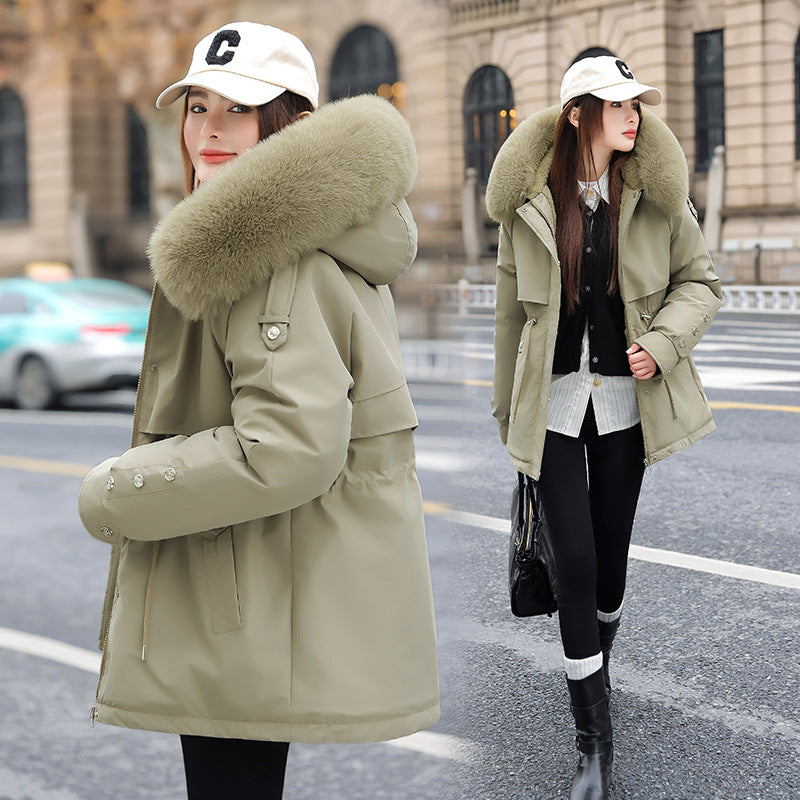 Damen Modischer Pufferparka mit luxuriösem Kunstfellkragen und praktischen Taschen Drune