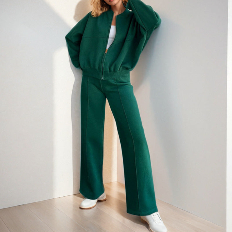 Damen Sportliches Set mit Reißverschluss und weitem Bein Drune