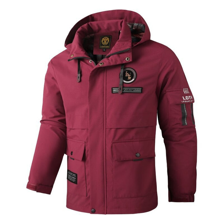 Herren nan wasserdichte Parka-Jacke mit Kapuze, mehrfachen Utility-Taschen, verstärkten Ärmelabschlüssen und winddichter Membran Drune
