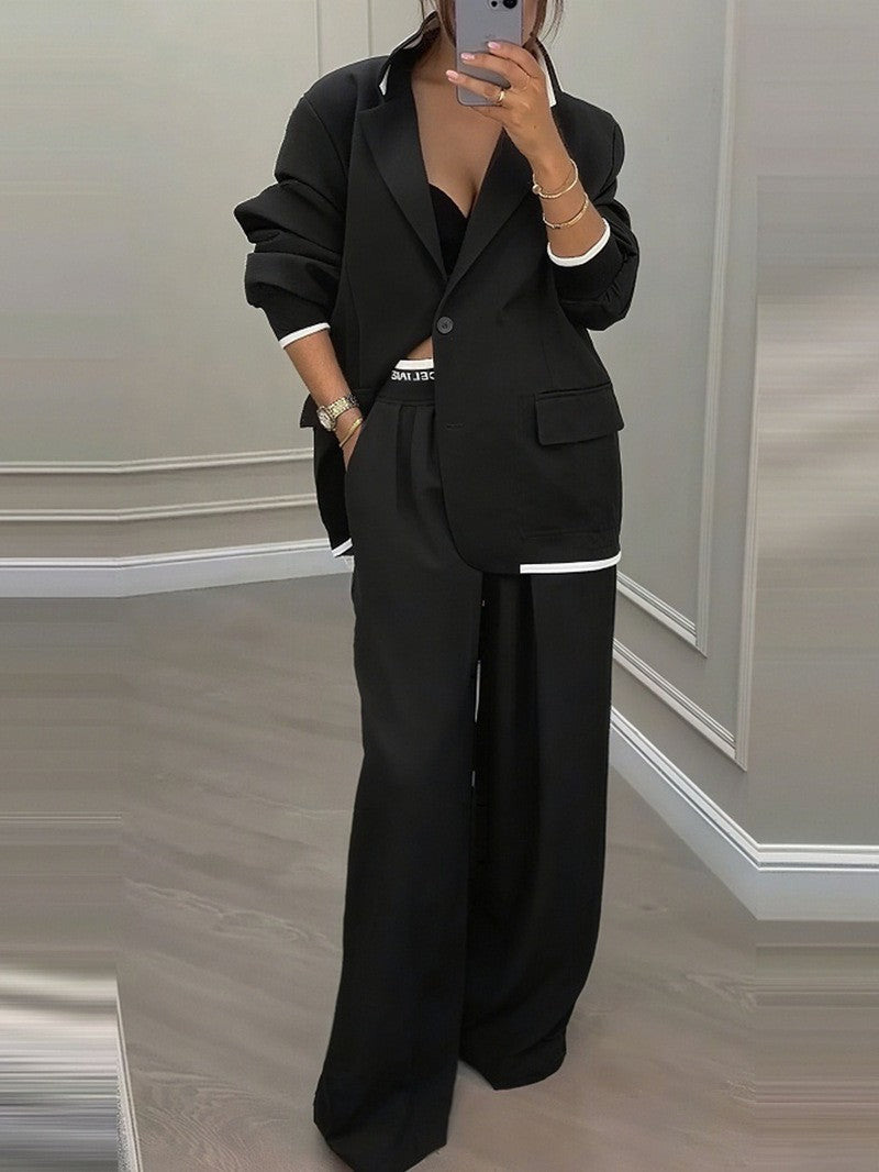 Damen modisches oversized Blazer-Set mit eleganten Anzughose Drune