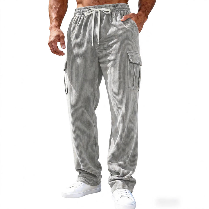 Herren Gerippte Cargo-Freizeithose mit Tunnelzug und Elastikbund Drune