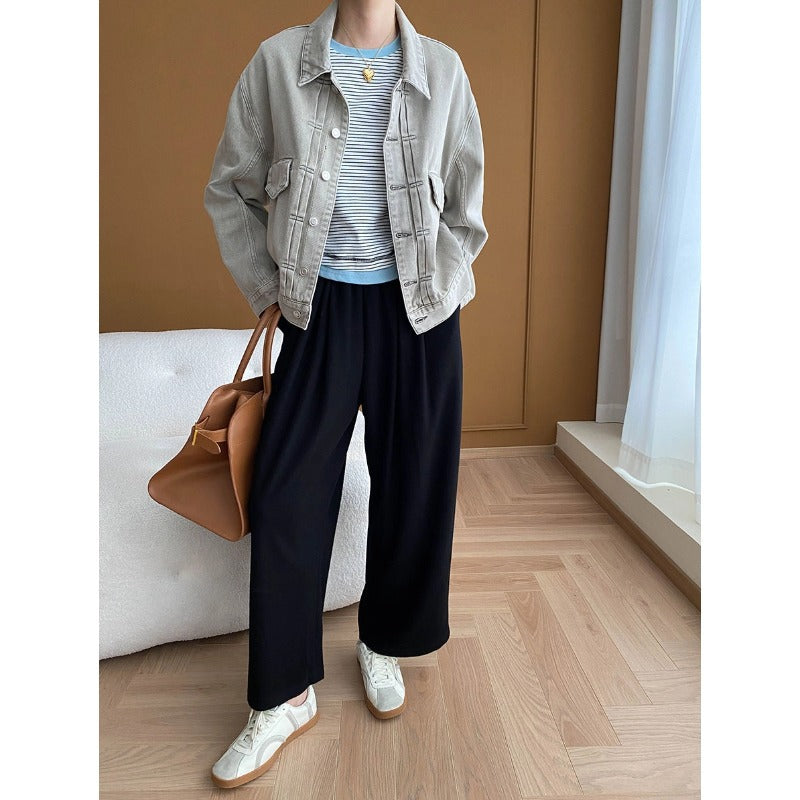 Damen lässige Jeansjacke mit praktischen Taschen und modernem Schnitt Drune