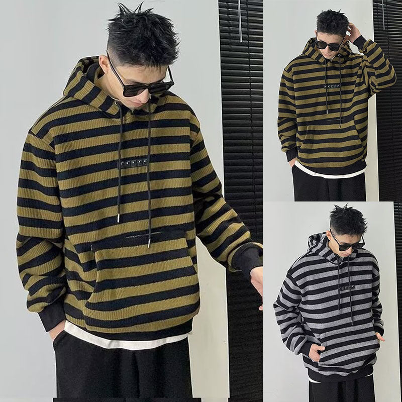 Herren Modischer Hoodie mit Streifenmuster Drune