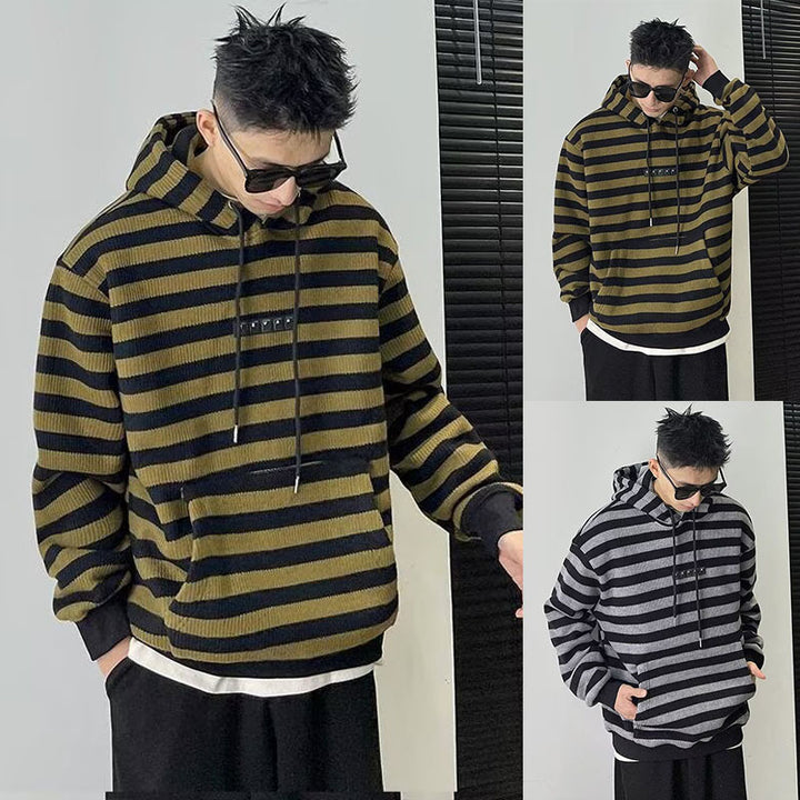 Herren Modischer Hoodie mit Streifenmuster Drune