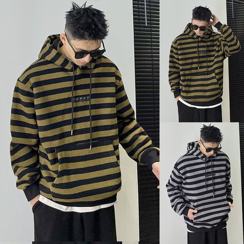 Herren Modischer Hoodie mit Streifenmuster Drune