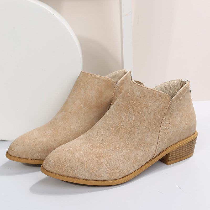 Damen nan schlanke knöchelhohe Stiefelette aus Microvelours mit verdecktem Fersenreissverschluss und leichtem Blockabsatz Drune