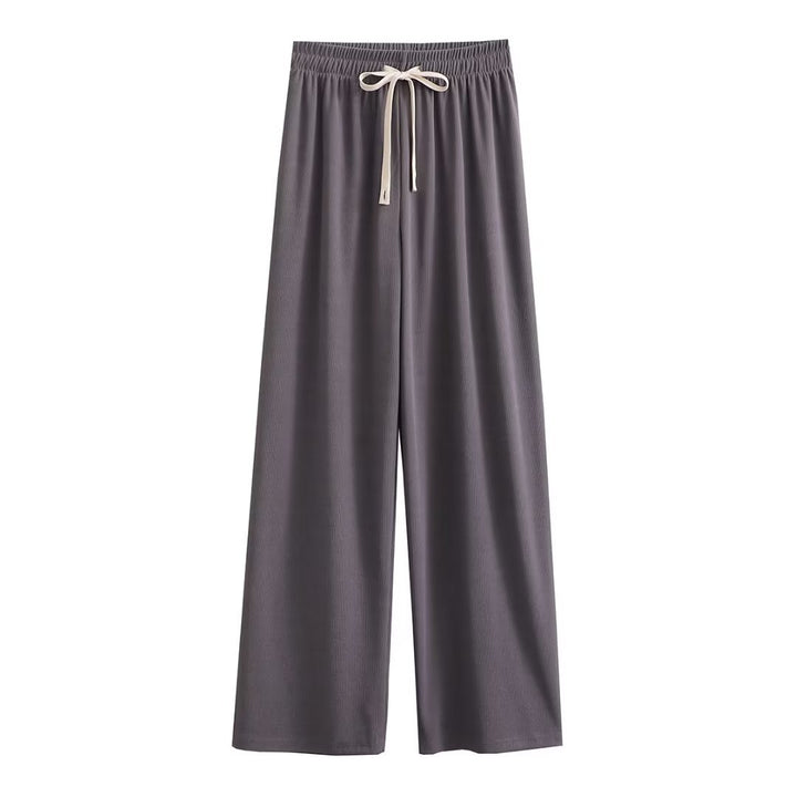Damen weite Palazzohose mit elastischem Bund und dekorativem Kordelzug Drune