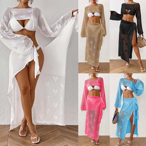 Damen Transparenter Strandsarong mit Herzen Drune