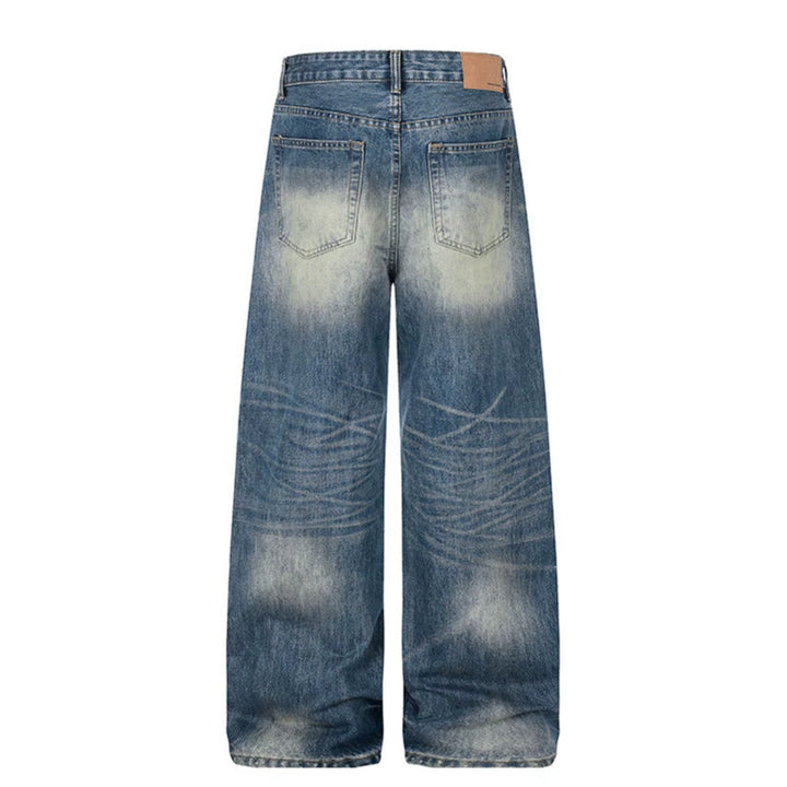 Damen Hochgeschnittene Jeans mit weitem Bein, Used‑Waschung und Destroyed‑Details Drune