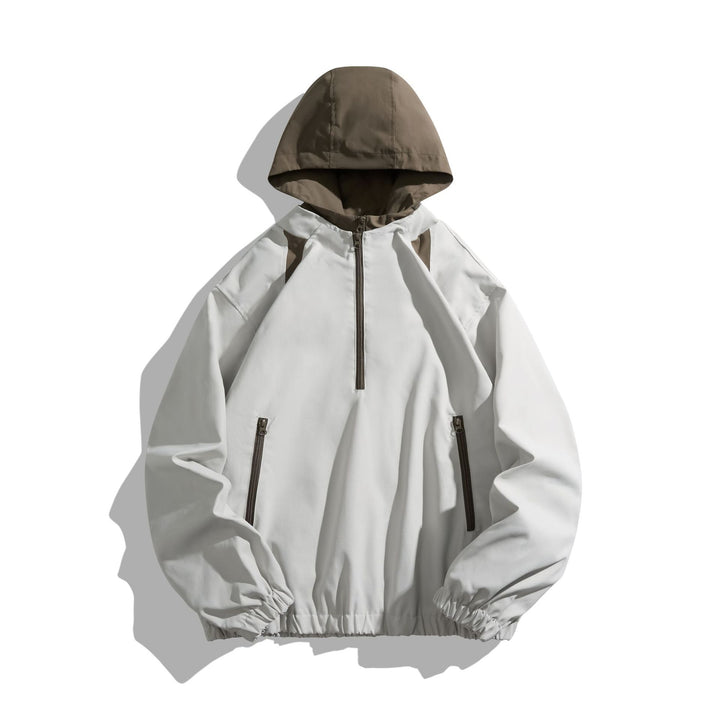 Unisex Leichter Anorak mit Kontrastkapuze und halbem Reißverschluss Drune