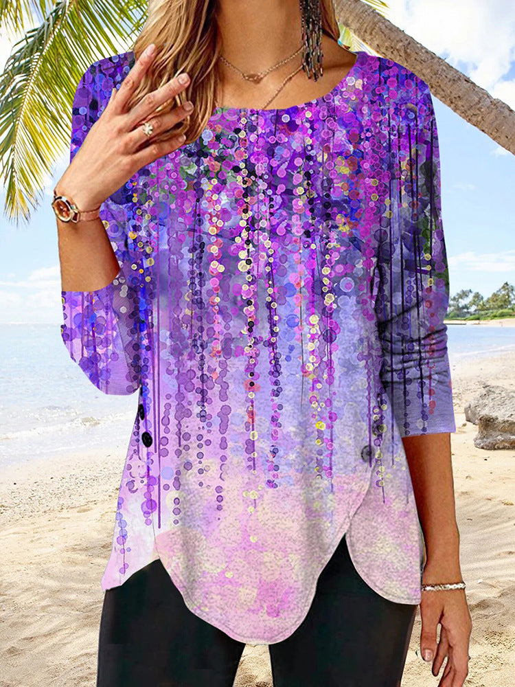 Damen Langärmeliges Oversize-Sweatshirt mit abstraktem Aquarell-Mosaikprint Drune