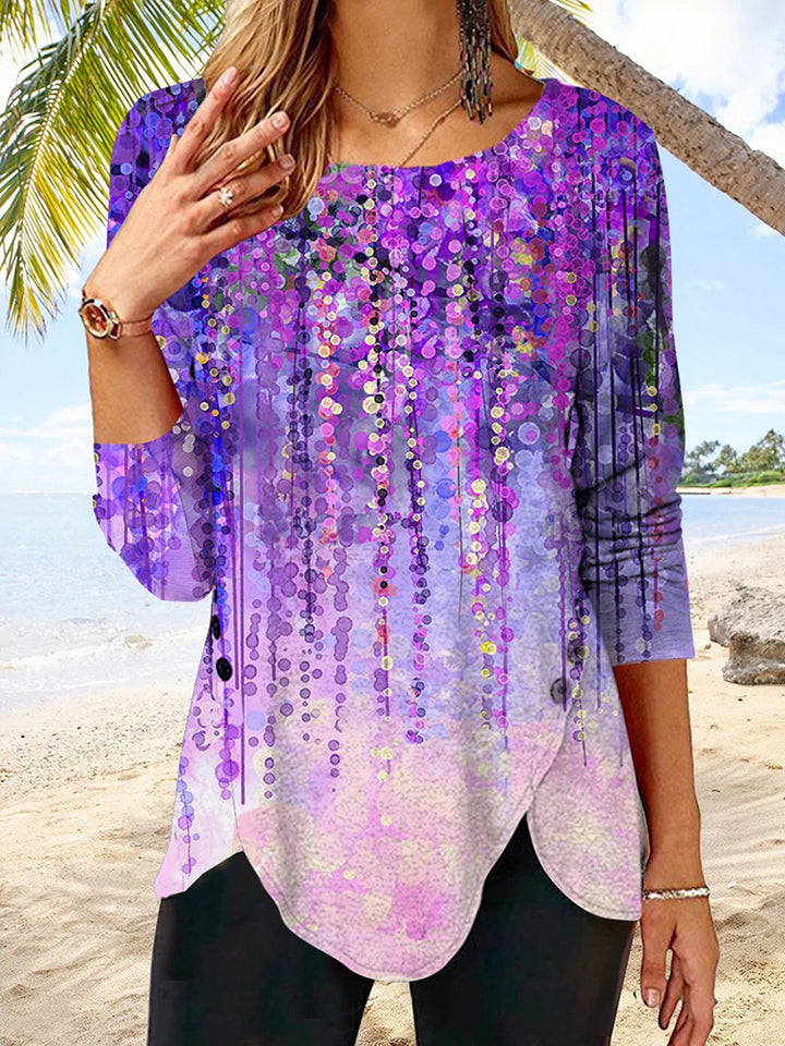 Damen Langärmeliges Oversize-Sweatshirt mit abstraktem Aquarell-Mosaikprint Drune