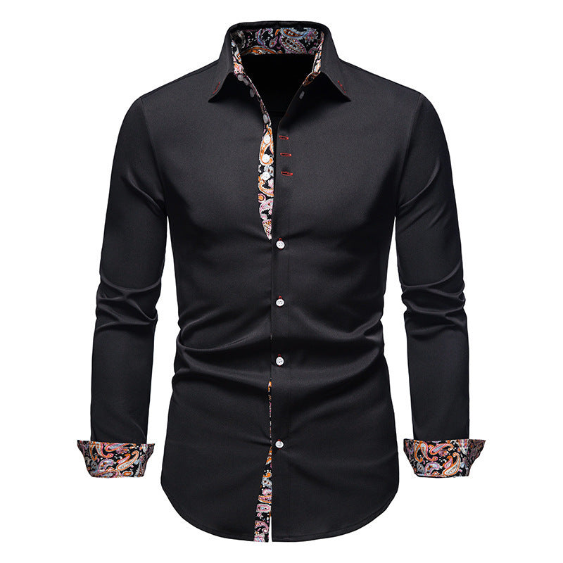 Herren Langarmhemd mit modernem Paisley-Muster und exklusiven Details Drune