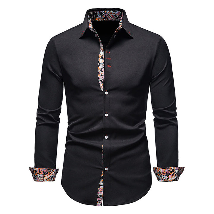 Herren Langarmhemd mit modernem Paisley-Muster und exklusiven Details Drune