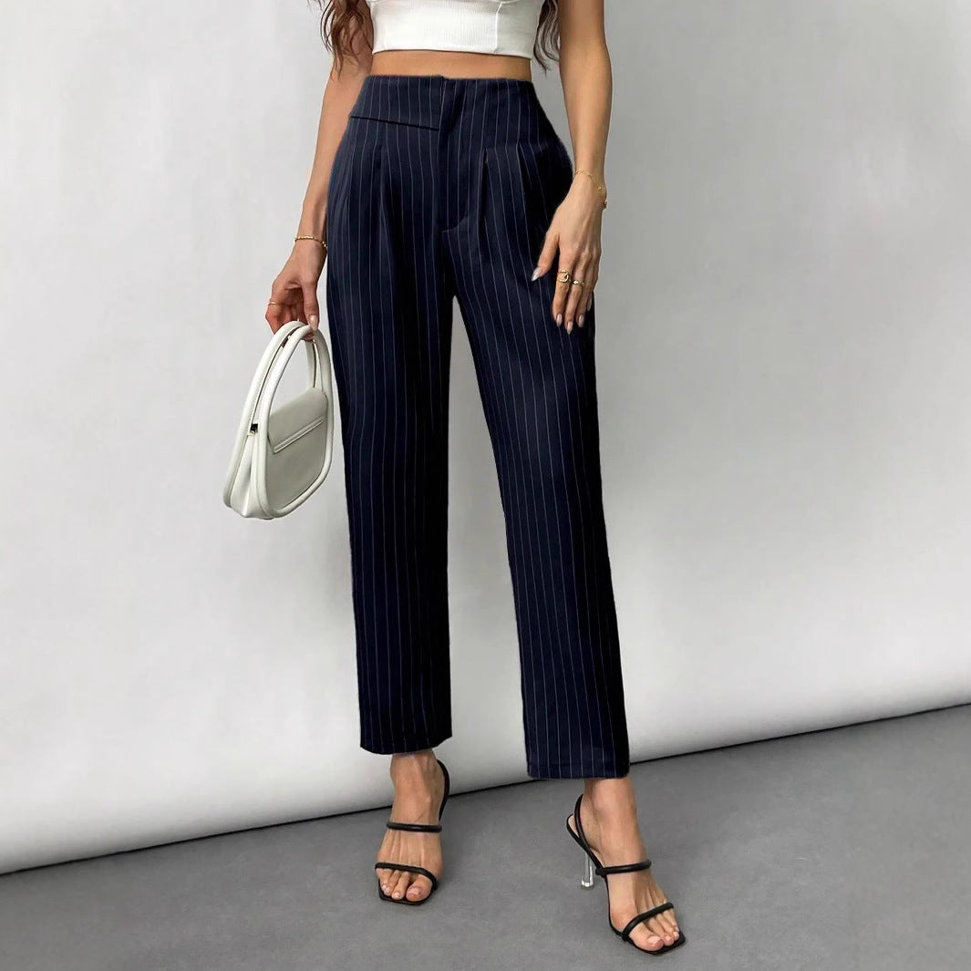 Damen Elegante und modische Anzughose mit Streifen Drune