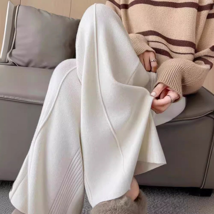Damen Hochwertige Strickpants mit weichem Bund und eleganter Rippstruktur Drune